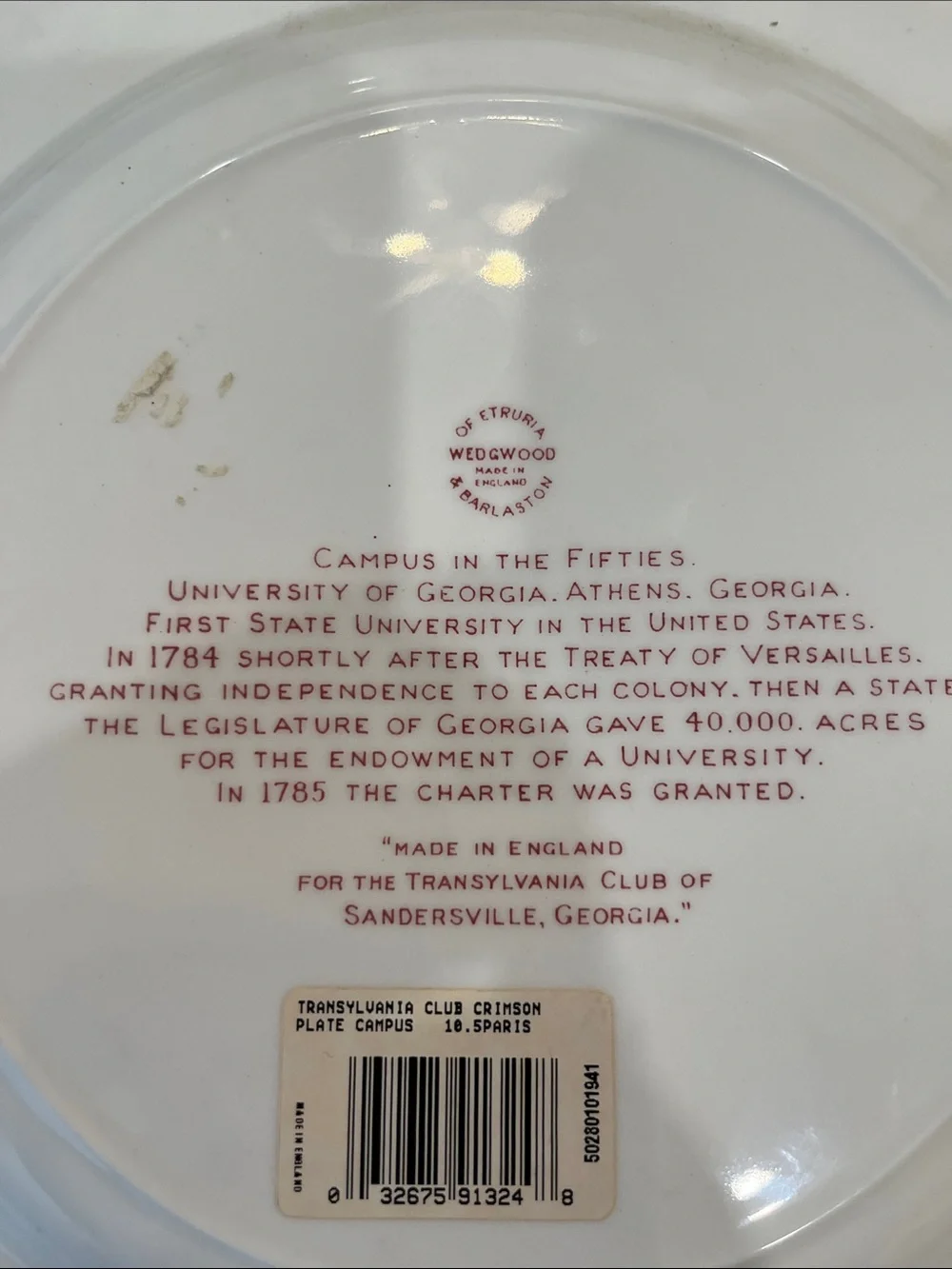 Wedgwood University of Georgia Transferware Plate in Burgundy
